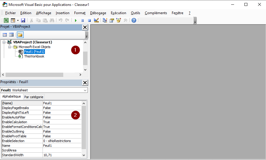 Editeur Visual Basic